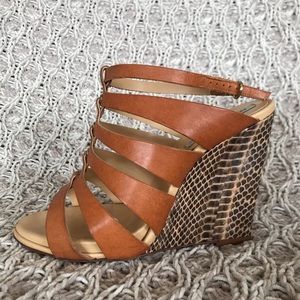 Diane Von Furstenberg Snake Print Wedge Sandals
